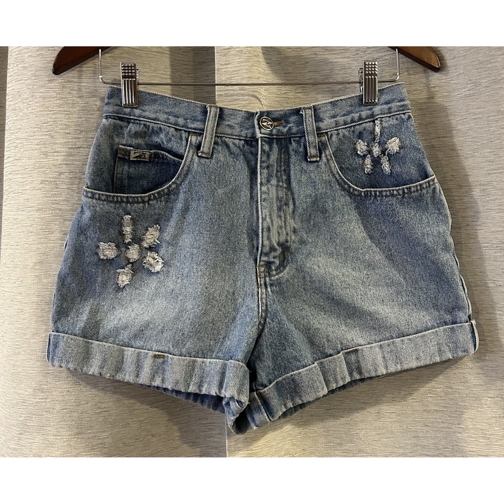 Vintage Zana-Di Denim Shorts Women's/Jr's 7/8 Floral 90's Blue‎ Denim